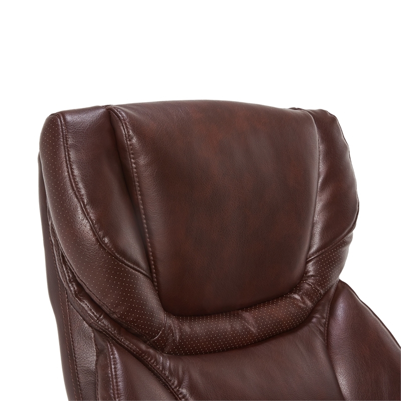 Pemberly Row Traditional Faux Leather Executive Office Chair in Brown