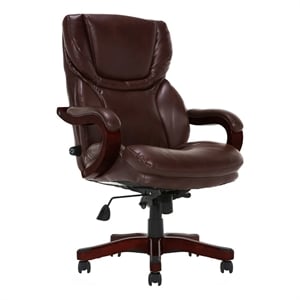 Pemberly Row Traditional Faux Leather Executive Office Chair in Brown