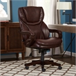 Pemberly Row Traditional Faux Leather Executive Office Chair in Brown