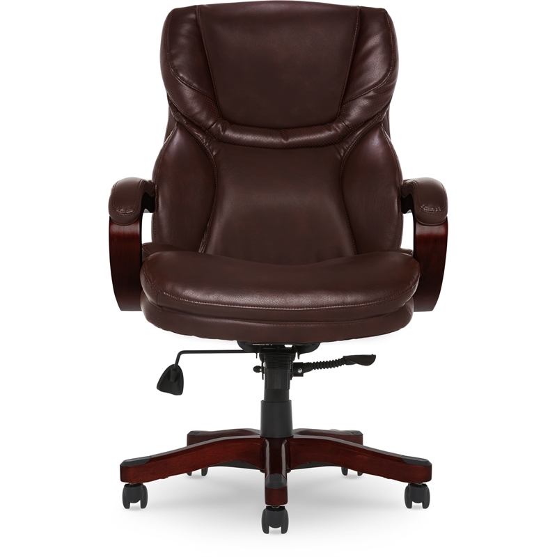 Pemberly Row Traditional Faux Leather Executive Office Chair in Brown