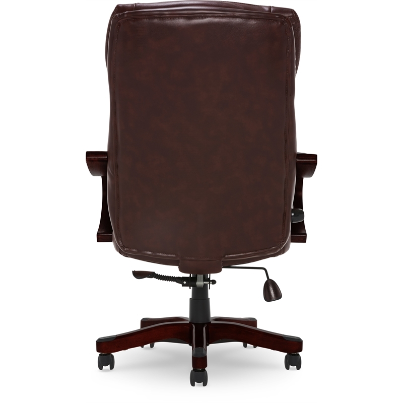 Pemberly Row Traditional Faux Leather Executive Office Chair in Brown