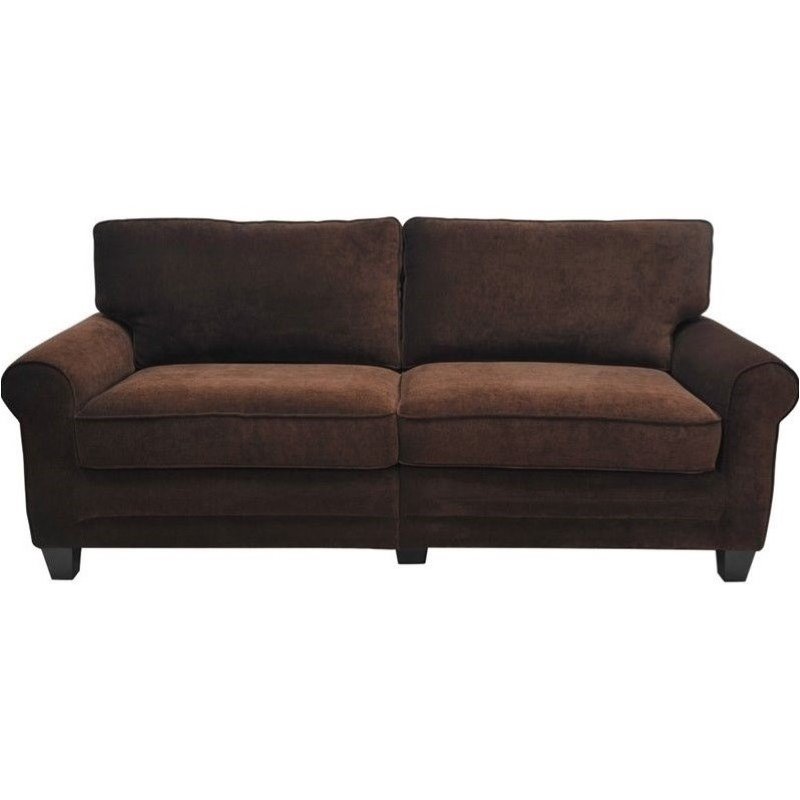 Pemberly Row Contemporary Fabric Upholstered Sofa in Rye Brown
