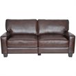 Pemberly Row Pillow Back Contemporary Faux Leather Sofa in Chestnut Brown