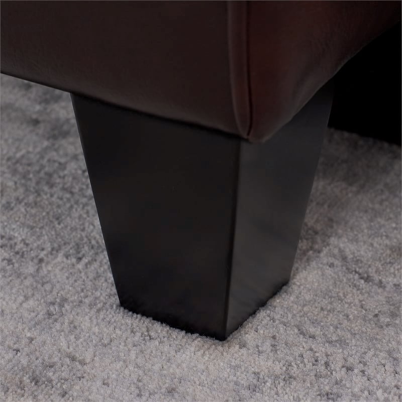 Pemberly Row Pillow Back Contemporary Faux Leather Sofa in Chestnut Brown