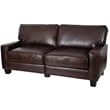 Pemberly Row Pillow Back Contemporary Faux Leather Sofa in Chestnut Brown