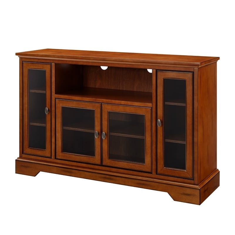 Pemberly Row Rustic Wood Highboy Style Wood TV Stand for TVs up to 52