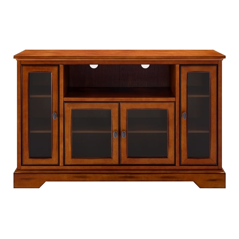 Pemberly Row Rustic Wood Highboy Style Wood TV Stand for TVs up to 52