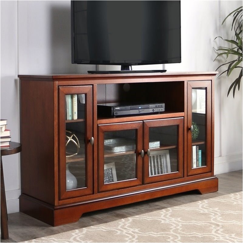 Pemberly Row 52" Highboy Style Wood TV Stand in Rustic ...