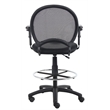 Pemberly Row Mesh Fabric Drafting Chair with Adjustable Arms in Black