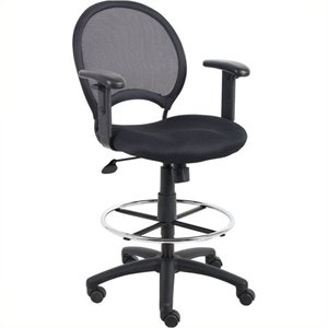 pemberly row mesh fabric drafting chair with adjustable arms in black