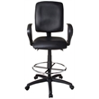 Pemberly Row Leather Multi Function Drafting Chair with Loop Arms in Black
