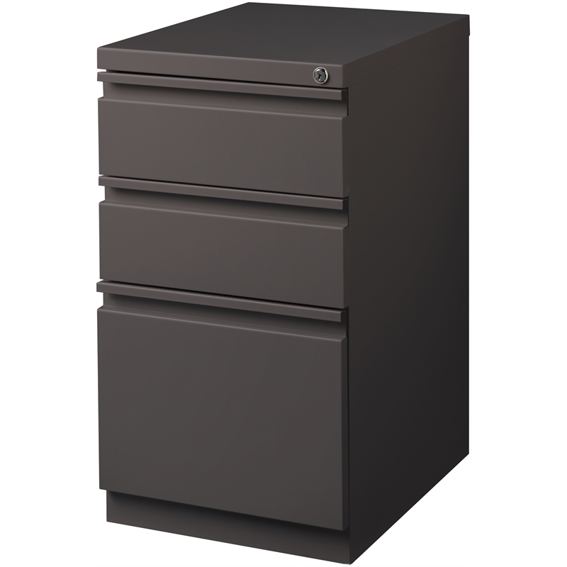 Pemberly Row 3 Drawers Vertical Espresso Metal Filing Cabinet Pre-assembled