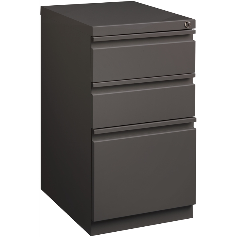 Pemberly Row 3 Drawers Vertical Espresso Metal Filing Cabinet Pre-assembled