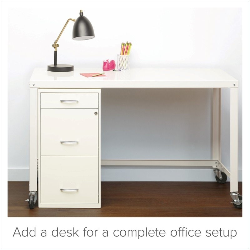 Pemberly Row 3 Drawers Vertical White Metal Filing Cabinet Pre-assembled