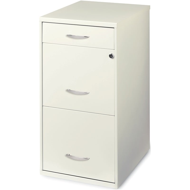 Pemberly Row 3 Drawers Vertical White Metal Filing Cabinet Pre-assembled