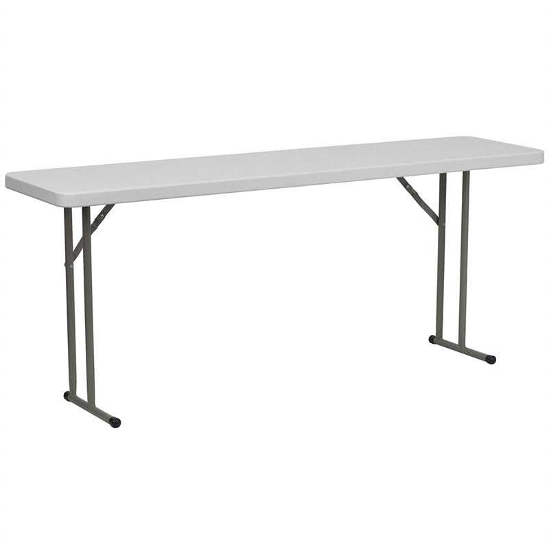 Pemberly Row Granite White Folding Training Table in White