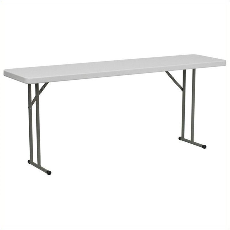 Pemberly Row Granite White Folding Training Table in White