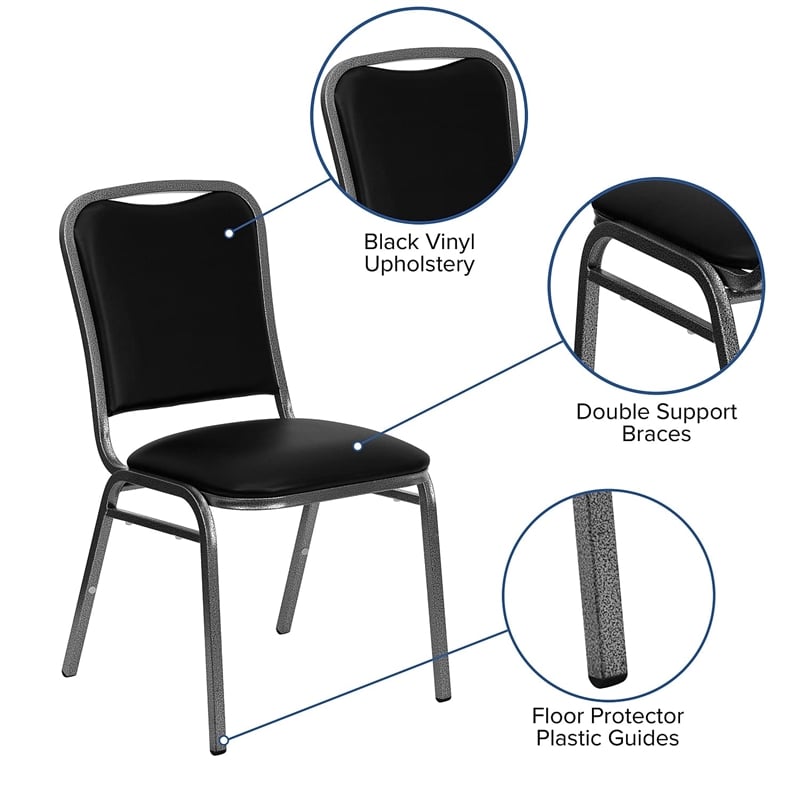 Pemberly Row Banquet Stacking Chair in Black