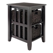 Pemberly Row Transitional Wood Side Table with 2 Foldable Baskets in Espresso