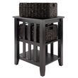 Pemberly Row Transitional Wood Side Table with 2 Foldable Baskets in Espresso