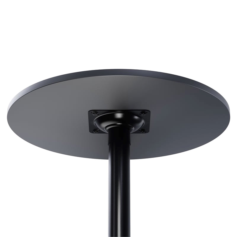 Pemberly Row Round Transitional Wood/Metal Pub Table in Black