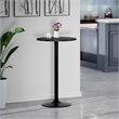 Pemberly Row Round Transitional Wood/Metal Pub Table in Black