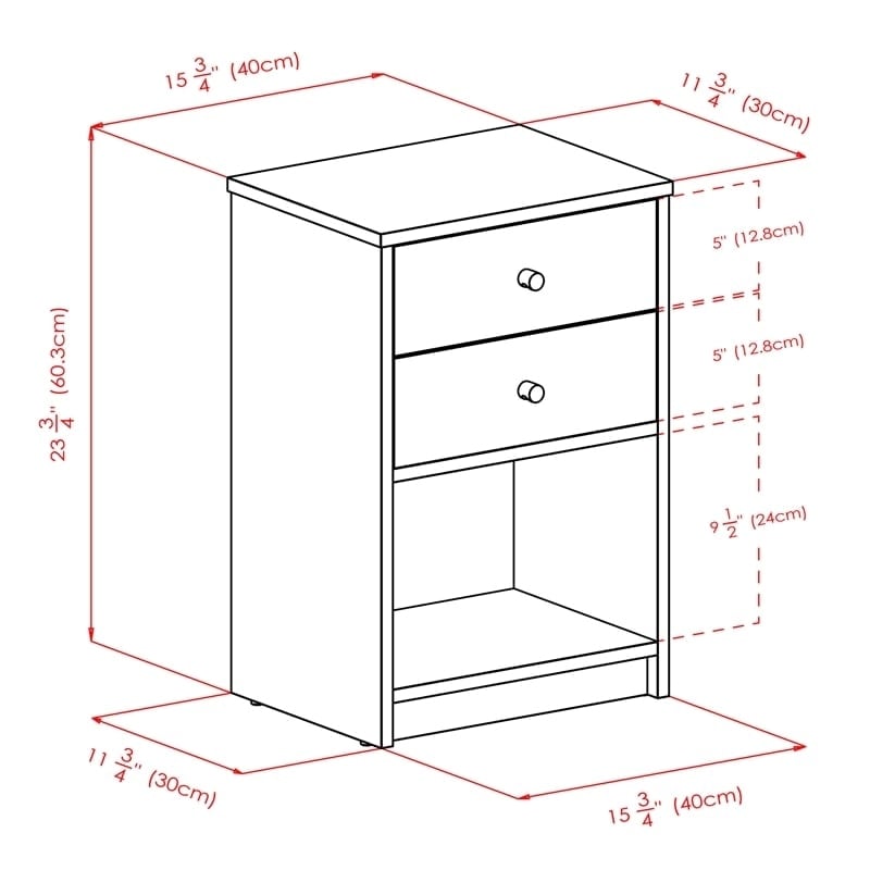 Pemberly Row Transitional Wood Accent Table with 2 Drawers in Black