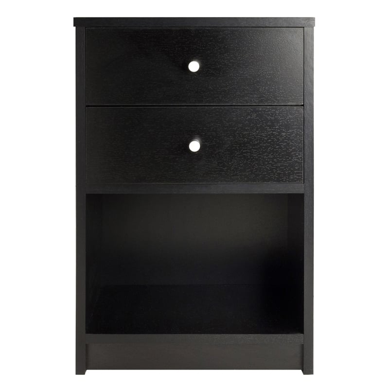 Pemberly Row Transitional Wood Accent Table with 2 Drawers in Black