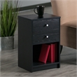 Pemberly Row Transitional Wood Accent Table with 2 Drawers in Black