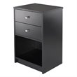 Pemberly Row Transitional Wood Accent Table with 2 Drawers in Black