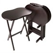 Pemberly Row 5 Piece TV Table Set with Peanut Top in Espresso