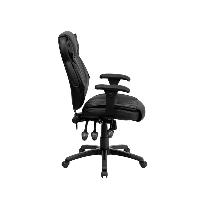 Pemberly Row Faux Leather High Back Executive Office Chair in Black