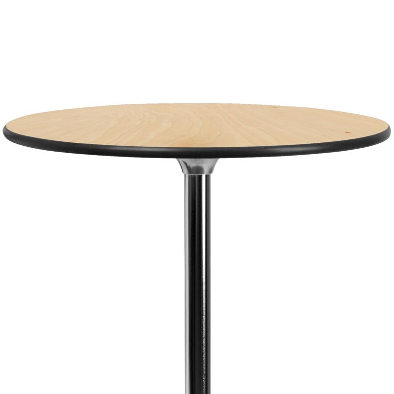 Pemberly Row Round Wood Cocktail Table in Natural and Black Finish
