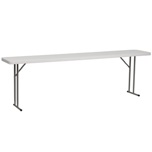 Pemberly Row Granite Plastic Folding Training Table in White