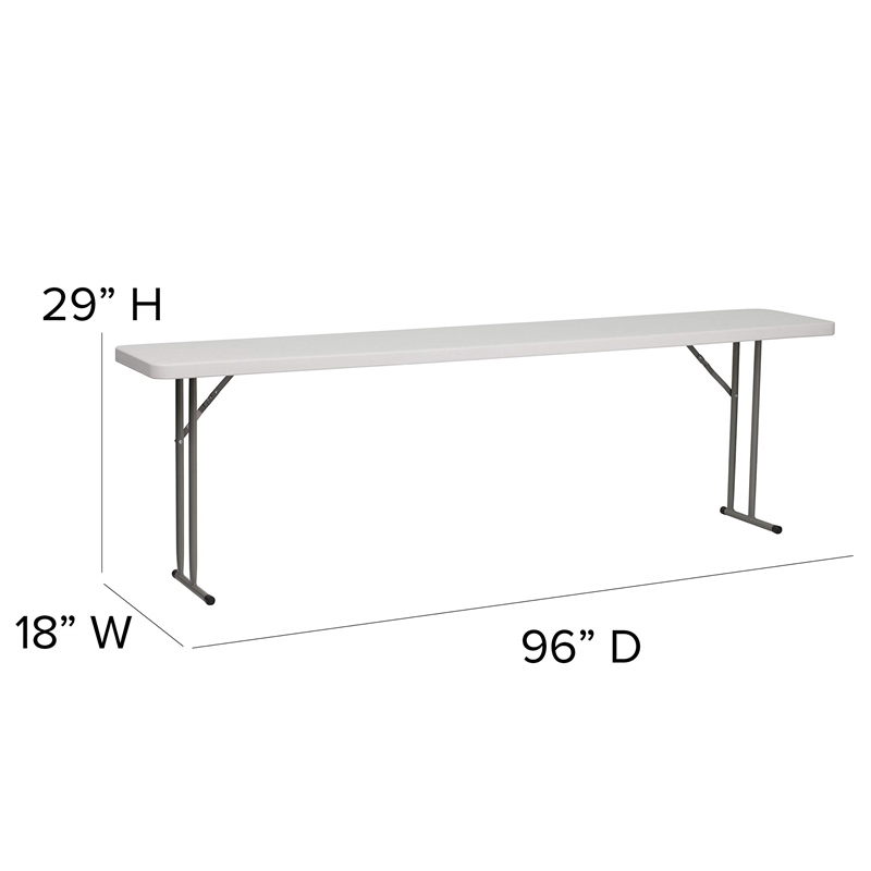 Pemberly Row Granite Plastic Folding Training Table in White