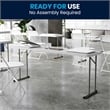 Pemberly Row Granite Plastic Folding Training Table in White