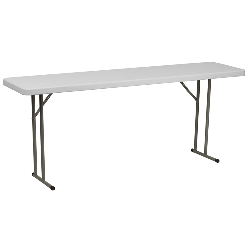 Pemberly Row Granite Plastic Folding Training Table in White