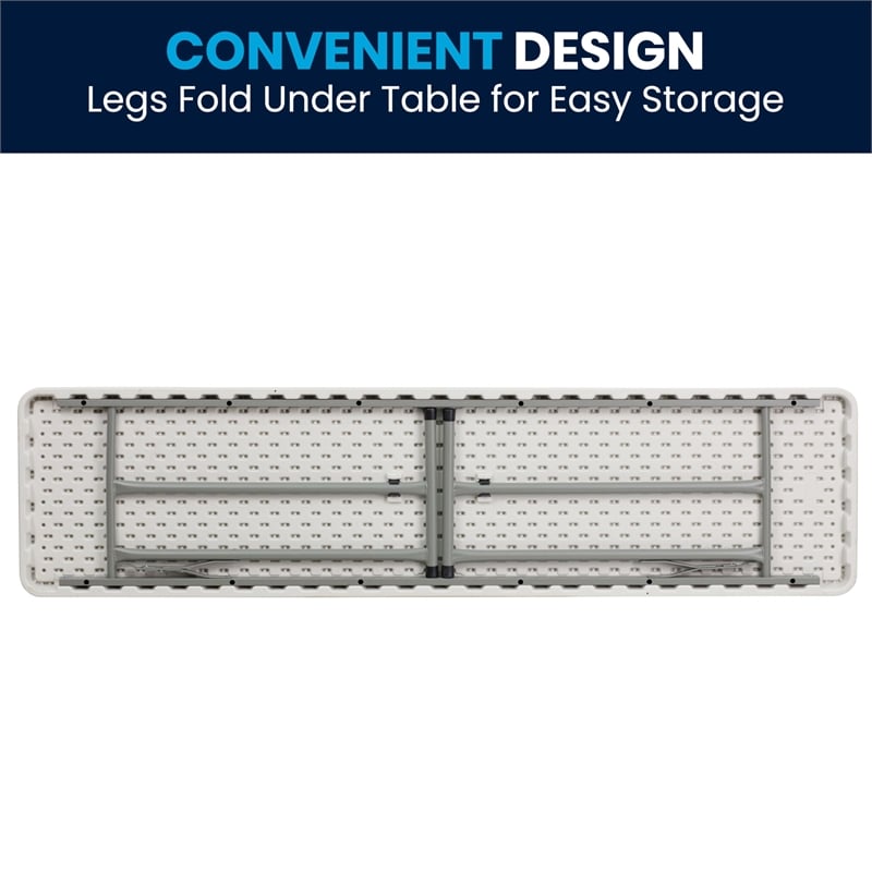 Pemberly Row Granite Plastic Folding Training Table in White
