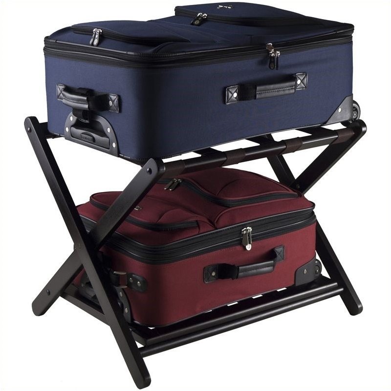 Pemberley Row Solid Wood Dark Espresso Luggage Rack Foldable 26.54