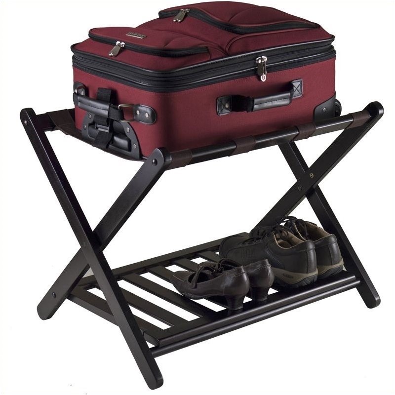 Pemberley Row Solid Wood Dark Espresso Luggage Rack Foldable 26.54