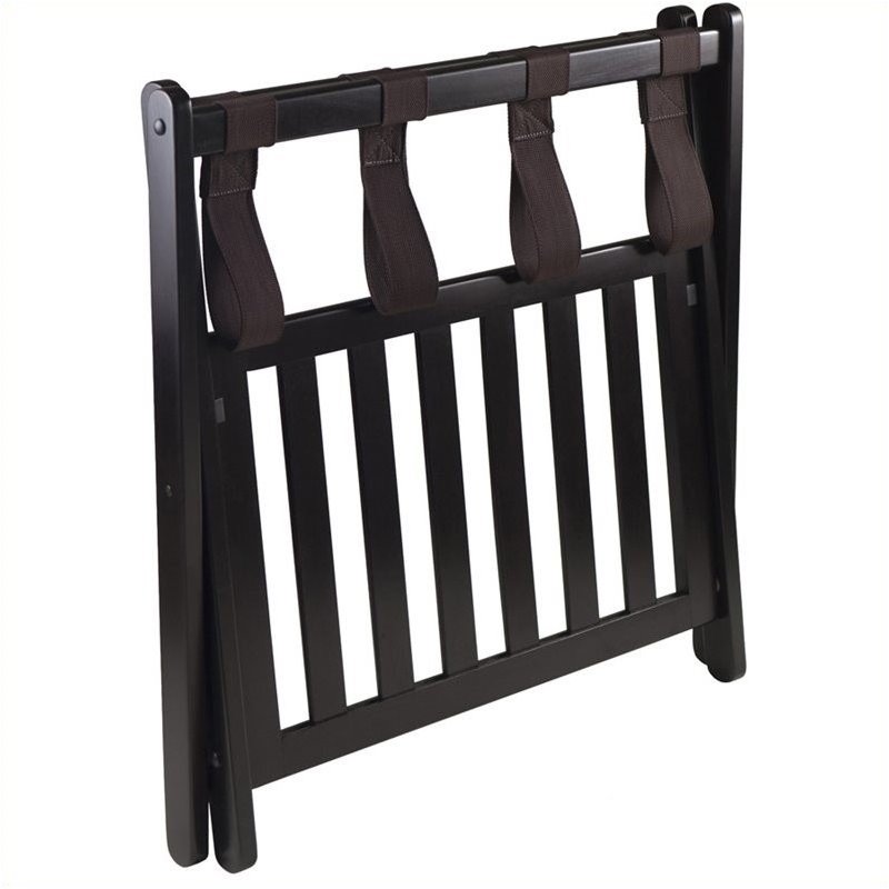 Pemberley Row Solid Wood Dark Espresso Luggage Rack Foldable 26.54
