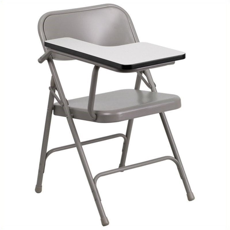 Pemberly Row Premium Steel Folding Chair with Right Hand Tablet Arm