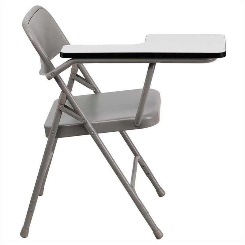 Pemberly Row Premium Steel Folding Chair with Right Hand Tablet Arm