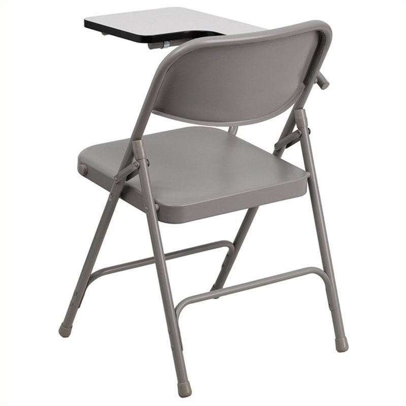 Pemberly Row Premium Steel Folding Chair with Right Hand Tablet Arm