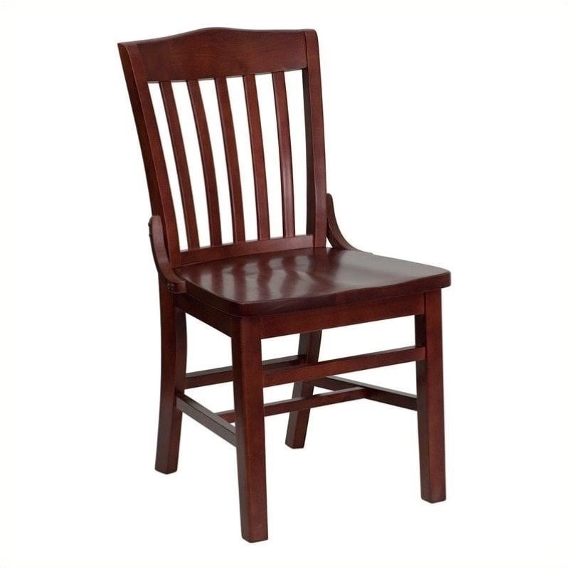 Pemberly Row School House Back Restaurant Wood Dining Chair in Mahogany