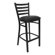 Pemberly Row Metal Bar Stool Chair in Black With Semi-circle Seat & Footrest
