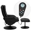 Pemberly Row Massaging Black Recliner and Ottoman with Wrapped Base