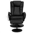Pemberly Row Massaging Black Recliner and Ottoman with Wrapped Base