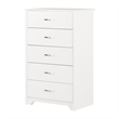 Pemberly Row Transitional 5 Drawers Wood Chest in Pure White