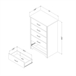 Pemberly Row Transitional 5 Drawers Wood Chest in Pure White